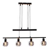 4 pendentif "Fumoso", hauteur de lampe pendentielle réglable en métal et verre fumée en noir, avec socket e14, pour salle à manger, salon, couloir ou bureau, 78 x 10 cm