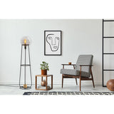 Lampe d'empilement "Stelo", lampadaire moderne en métal noir et verre fumé, socket E27, 128,5 cm de haut, pour salle à manger, salon, couloir ou bureau,