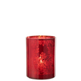 Détail de la lanterne J-Line Fleurs, verre rouge élégant