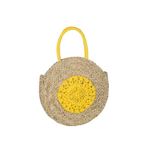 Sac de Plage Rond J-Line en Jonc de Mer avec motif floral