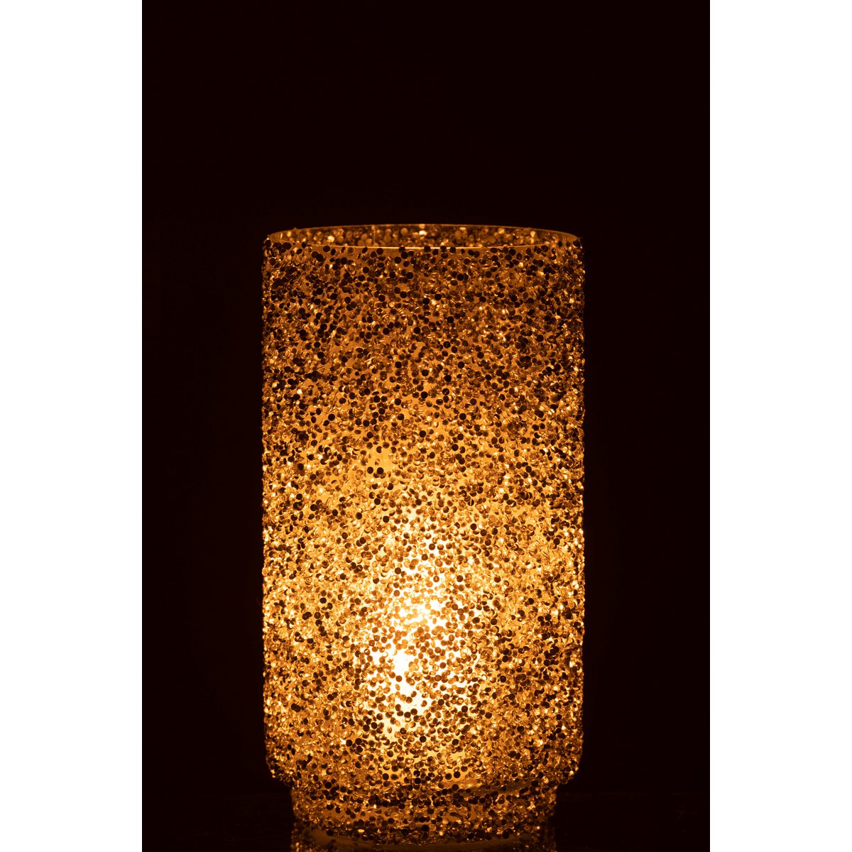 Détail de la lanterne J-Line Glitter, verre et métal