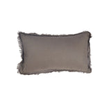 Housse de coussin Smoky Vibe en lin gris avec franges