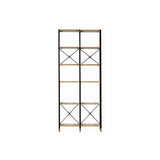 Ensemble étagère en bois et métal avec tiroirs, vue de face