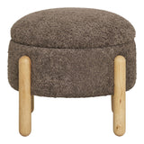 Pouf Médas en bouclé marron, détail de la texture