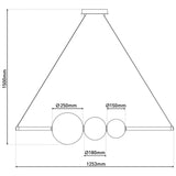 LED PRENDANT LAMP CHROME "Nova" fait de verre en métal, en plastique et en fumée de chromé, avec des LED fermement construites, environ 105 cm de long de long.