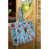 Sac d'oiseaux J-line en velours floral bleu, ambiance déco