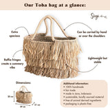 Grand sac panier Boho en raphia et jonc de mer avec franges – Sac fourre-tout d’été fait main TOBA