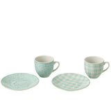 Boîte en céramique J-Line 6 tasses et bol bleu, vue de face