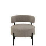 Chaise longue J-Lounge Bouclé vue de face, design élégant en gris et noir.