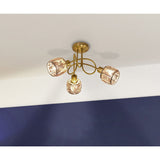 Place LED à 3 places "Josefa" Gold, plafond en métal en or pour le salon, chambre, salle à manger, avec douille E14, pour salle à manger, salon, couloir ou bureau, Ø38 cm