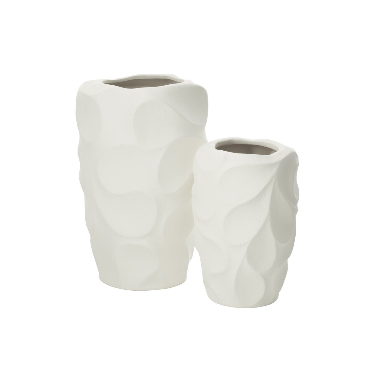 Vase J-Line Mirena blanc, élégant et brillant, 43 cm de hauteur.