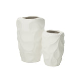 Vase J-Line Mirena blanc, élégant et brillant, 43 cm de hauteur.