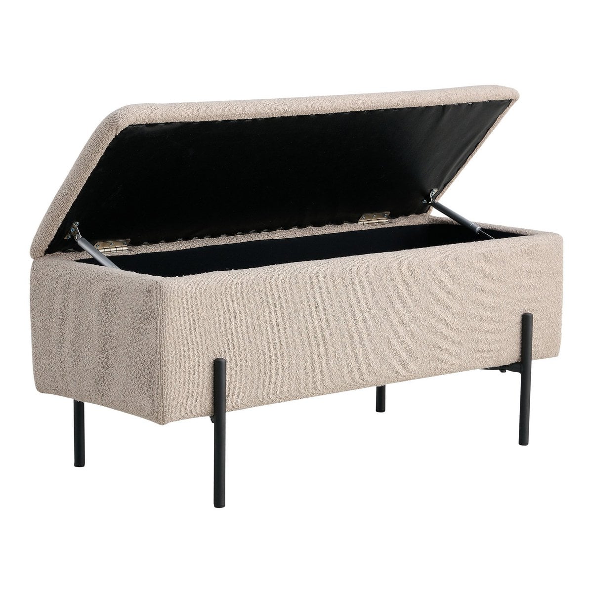 Banc Watford dans un salon moderne, en tissu bouclé beige