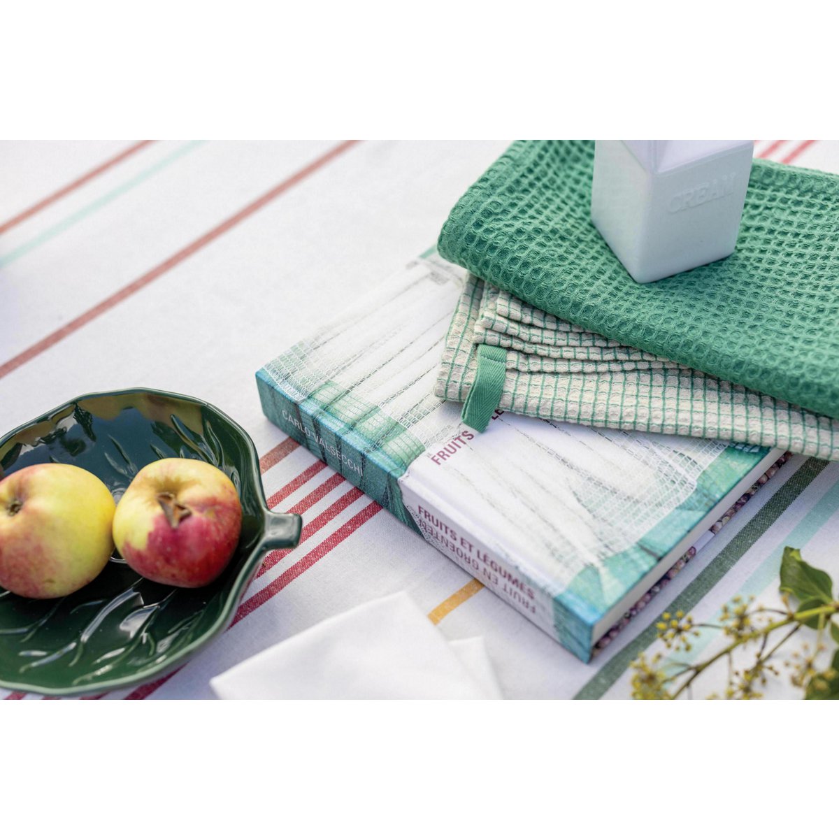 Torchon nid d'abeilles uni Mumba Menthe 50 x 70