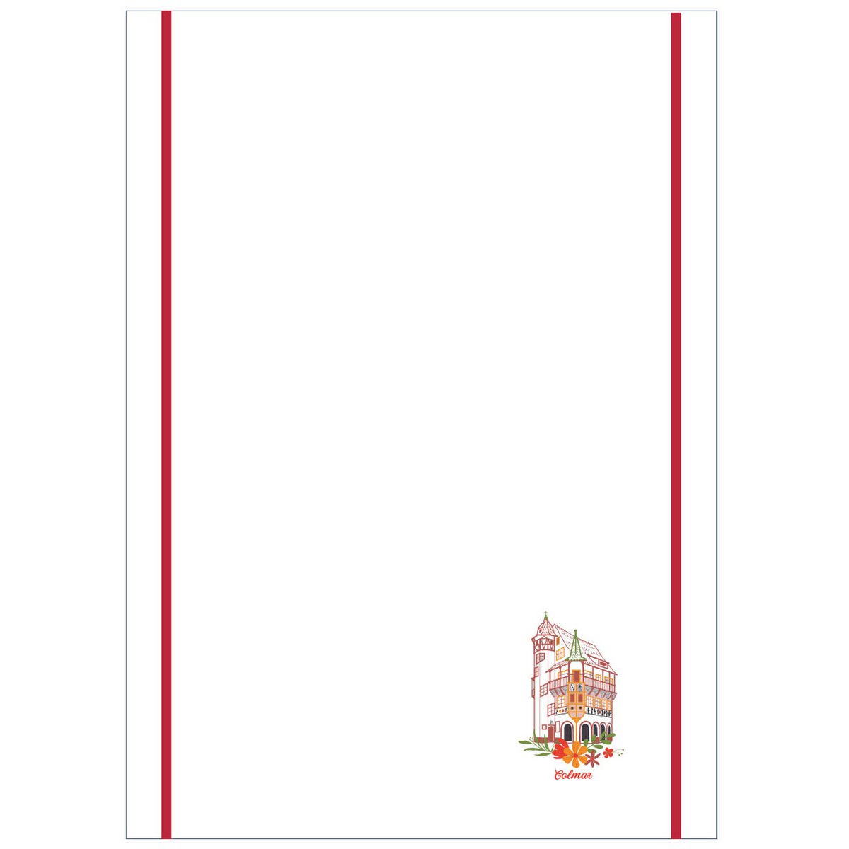 Torchon nid d'abeilles recyclé Maison Pfister en blanc et rouge, 50x70 cm