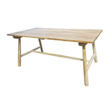 Vue de côté de la table en teck 180x90cm, idéale pour extérieur