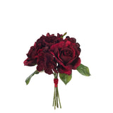 Bouquet artificiel J-Line avec roses et hortensias rouge foncé, décoration élégante
