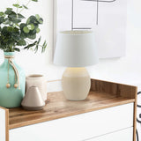 Lampe de table en céramique "Talia", lampe de table en céramique, beige / blanc, avec version E14, pour salle à manger, salon, couloir ou bureau, 31 cm de haut