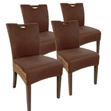 Chaise de salle à manger de chaise en rotin ensemble 4 morceaux de chaises de jardin d'hiver bilbao chaises rembourrées prairie marron