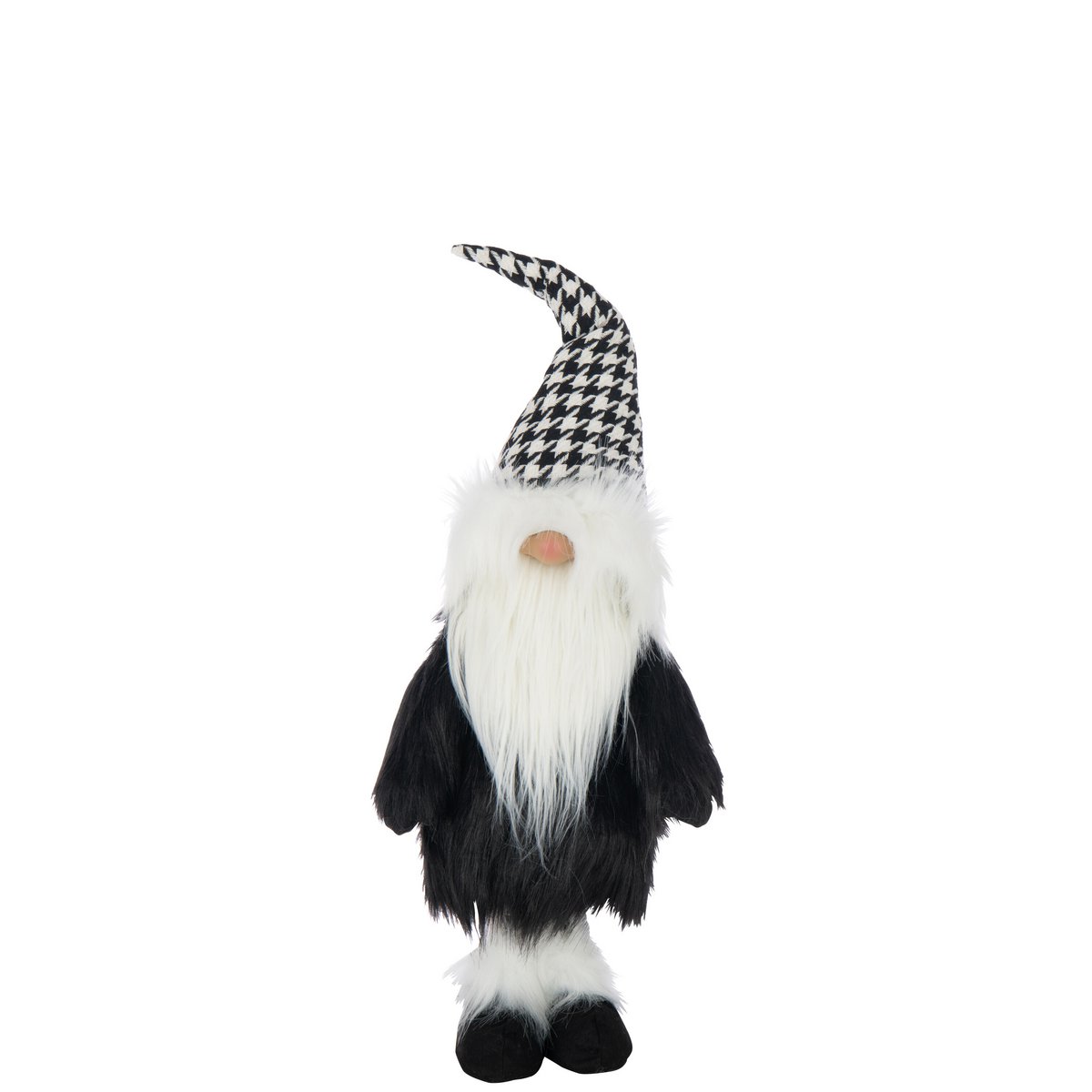 Figurine Père Noël Pied-De-Poule J-Line en polyrésine noir et blanc, décorative pour Noël