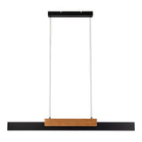 La lampe à pensionnaire LED "Wiebke" se compose de métal et de bois (MDF) en noir et marron. C'est environ. 120,5 cm de long, environ. 6 cm de large et jusqu'à environ. 150 cm de haut. Hauteur réglable, avec lampe intégrée, dimmable, avec effet de mé