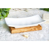 Porte-savon en porcelaine sur socle en bois d'olivier