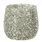 Lanterne J-Line Glitter en verre argenté, vue de face