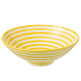 Bol Lebrillo Granada Stripes en céramique blanc et jaune, vue de face