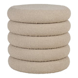 Brooklyn Pouf Beige avec tissu bouclé et espace de rangement