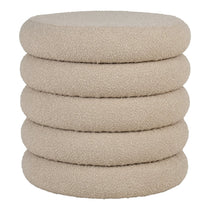 Brooklyn Pouf Beige avec tissu bouclé et espace de rangement