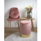 Pouf Gamby - Velours, Acier, Rose - Ø34x43 cm