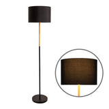 Lampe debout textile "Tessile", lampadaire en métal, arbre en caoutchouc et tissu en noir et nature, socket e27, 126 cm de haut