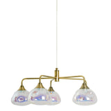 LED PENDANT LAMP 5-FLAME "Varna", lampe pendentielle en métal de couleur en laiton et en verre d'iris, LED fermement intégré, 50 cm de diamètre, éclairage élégant pour le salon, la salle à manger ou le couloir