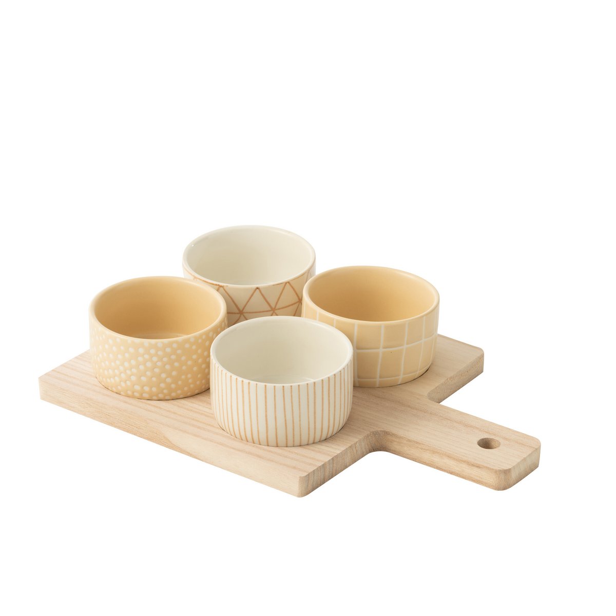 Set de tapas J-Line en céramique beige avec bol en bambou