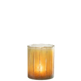 Bougeoir J-Line Stripes en verre jaune - vue de face