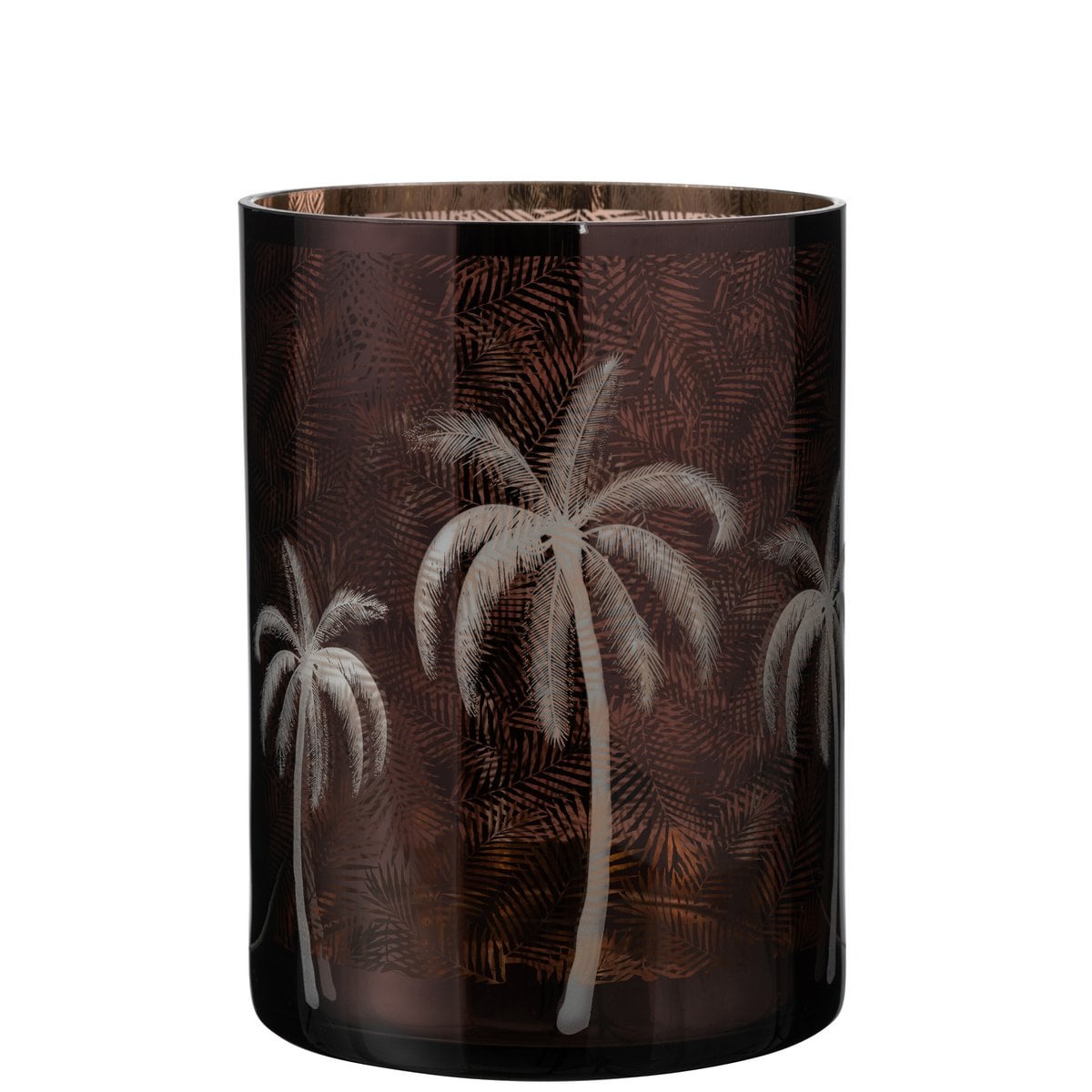 Lanterne J-Line Palmier avec bougie allumée