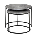 Ensemble de tables basses 2 pièces ø 55 et 45 cm table d'appoint en métal argenté tables rondes salon Carlton