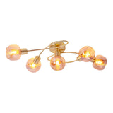 Le plafonnier / plafond "en laiton" Libby ", lampe au plafond classique en métal de couleur en laiton et en verre teinté en ambre, avec socket E14, pour salle à manger, salon, couloir ou bureau, 65,5 cm de long