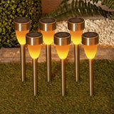 6 réglage de la lumière extérieure solaire LED avec brochette de terre en métal et plastique de couleur en acier inoxydable, avec LED intégrée