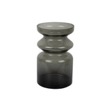 Vase Gusto en verre gris avec encoches arrondies, vue de face