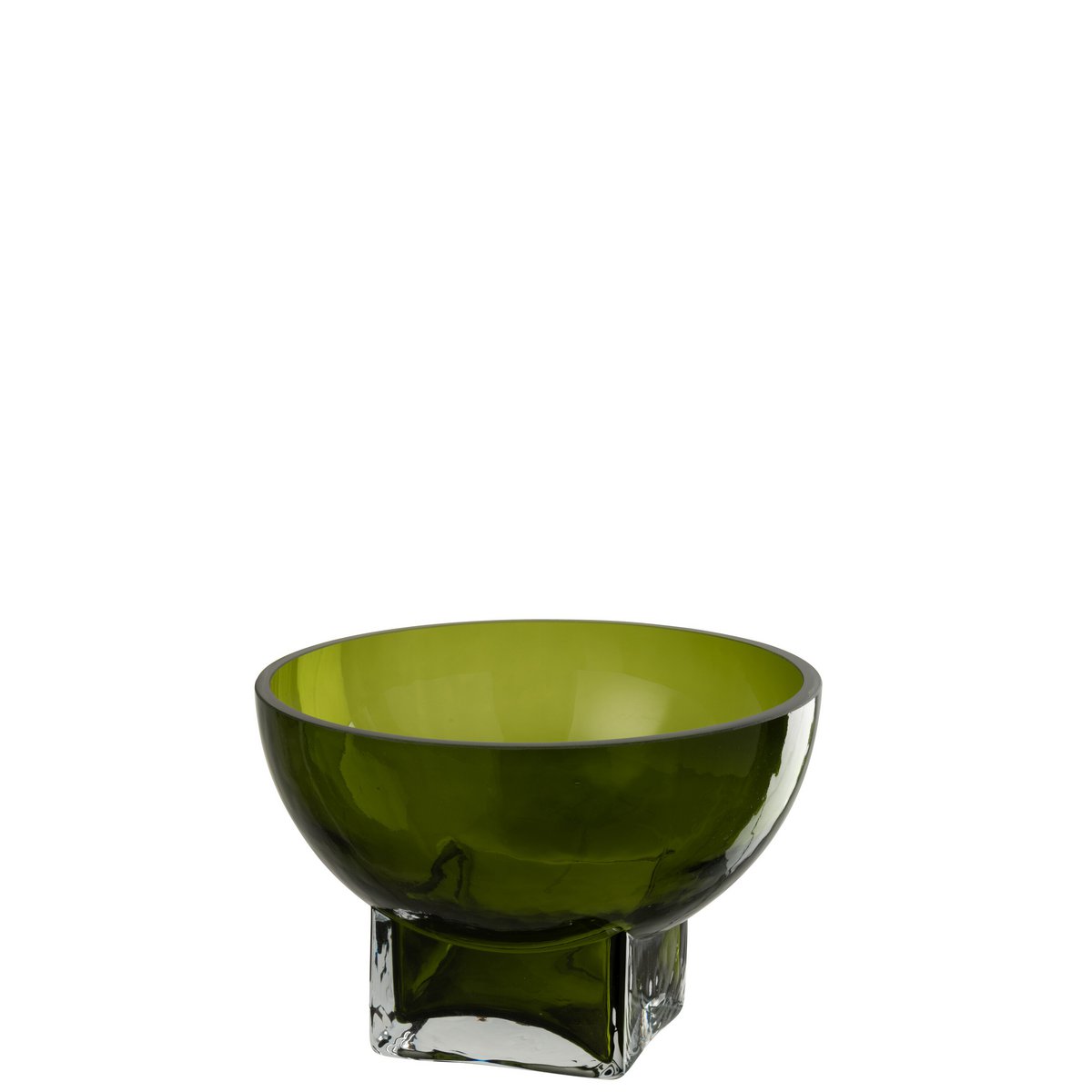 Vase J-Line Carol en verre vert - vue latérale illustrant ses dimensions harmonieuses
