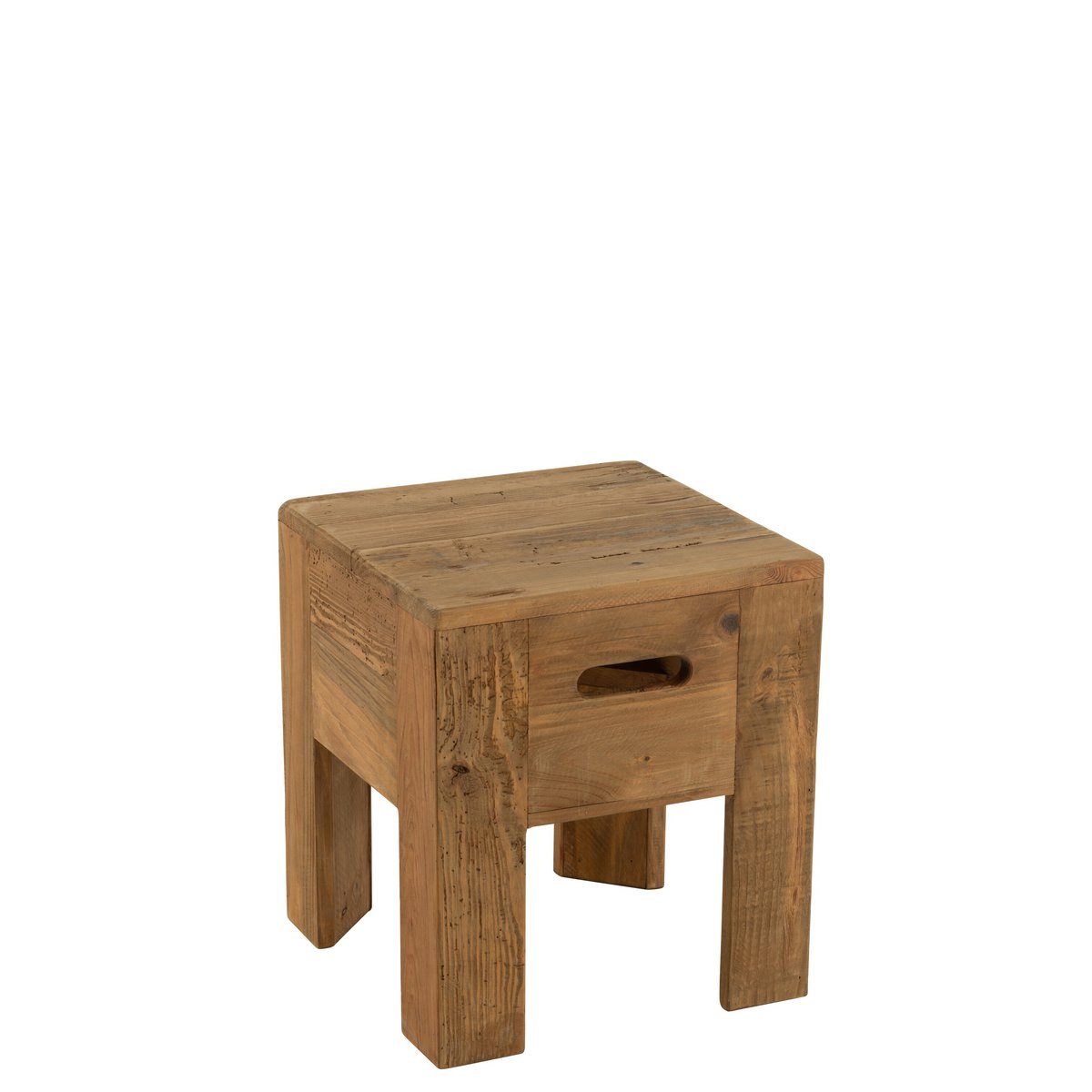 Tabouret J-Line Will en bois de pin marron, en situation dans une cuisine moderne