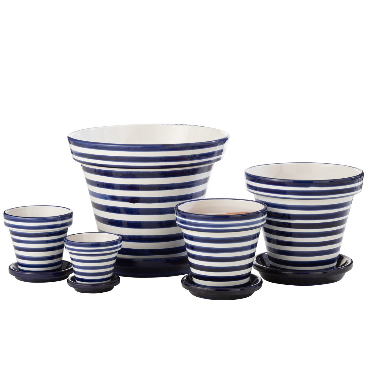 Pot de fleurs J-Lline Granada Stripes en extérieur avec des plantes