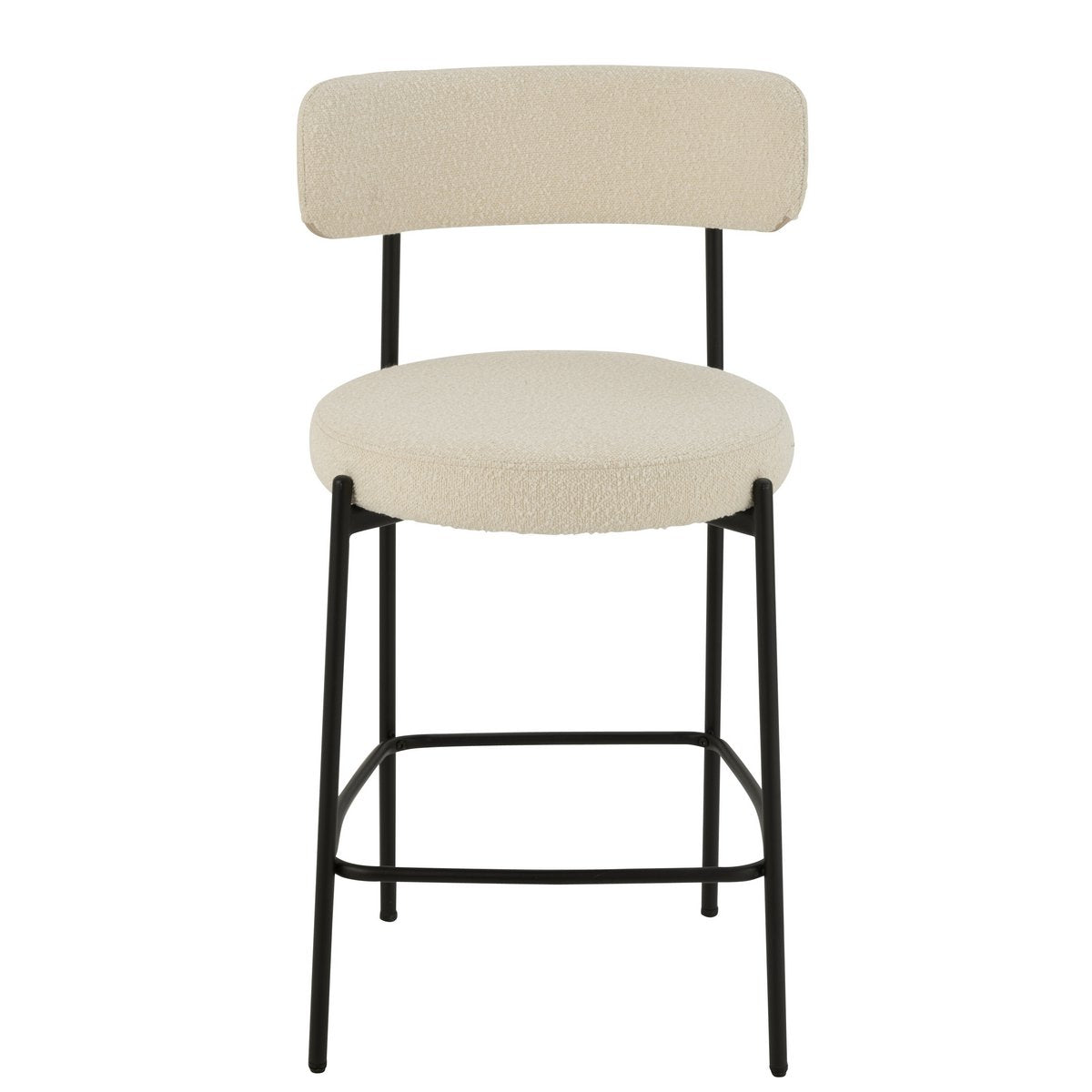 Chaise de bar J-Line en blanc et noir, vue de face