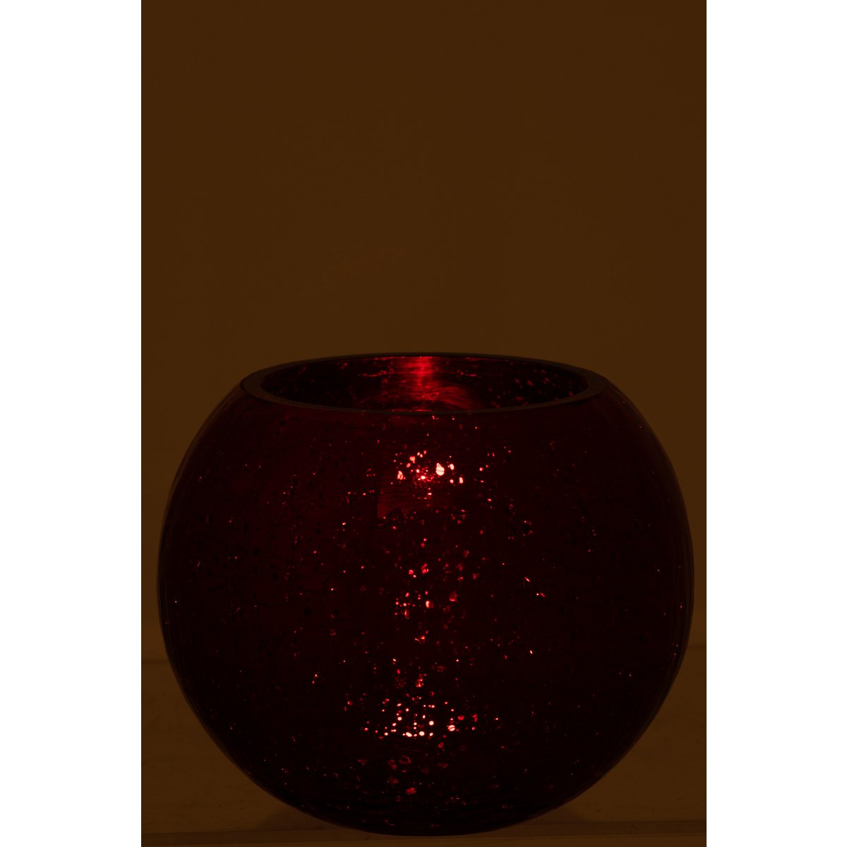 Bougeoir rouge craquelé J-Line, détail du verre