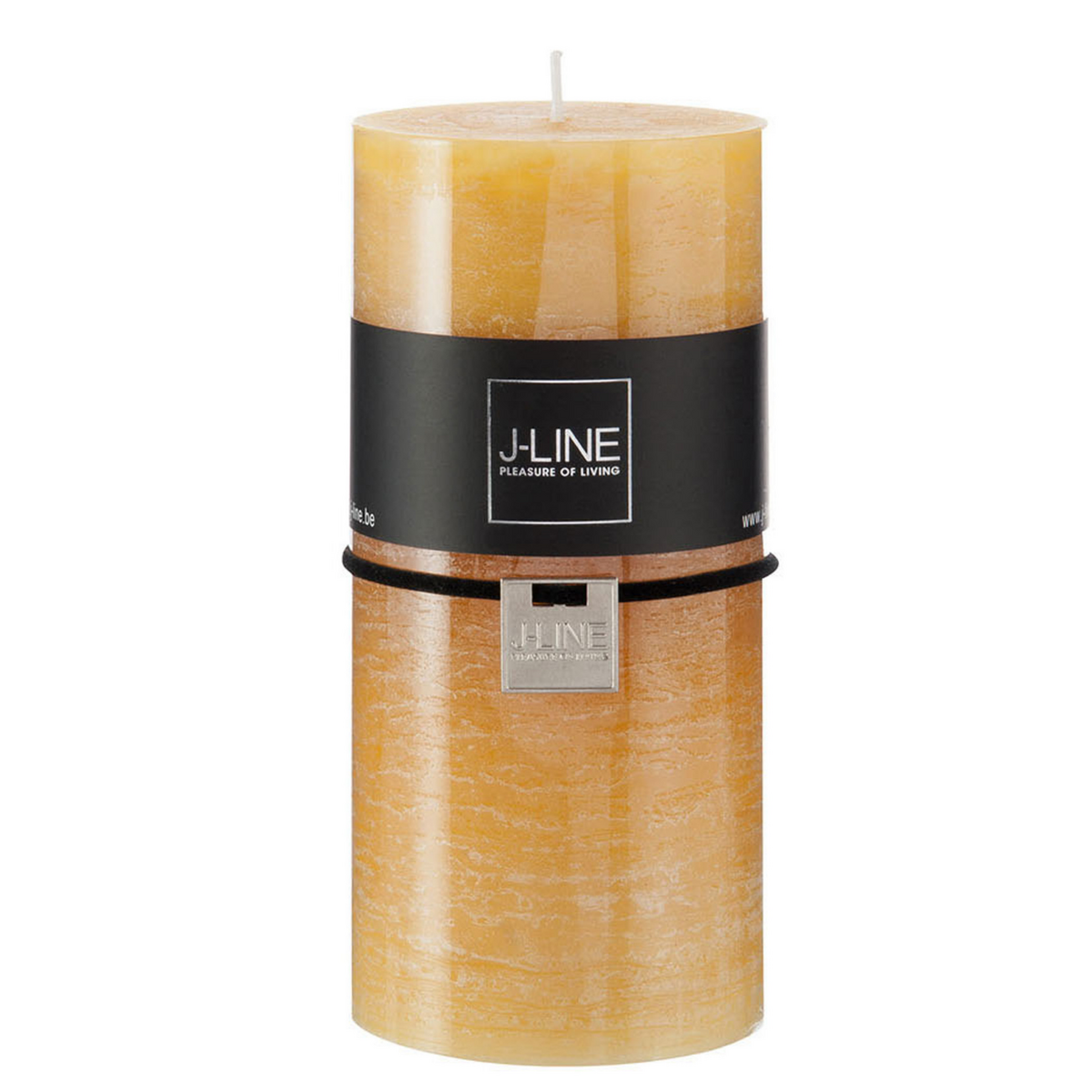 Bougie cylindrique J-Line ocre, vue de face avec détails de texture