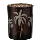 Lanterne J-Line Palmier en verre marron, vue de face