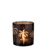 Lanterne J-Line Palmier en verre marron, vue de face