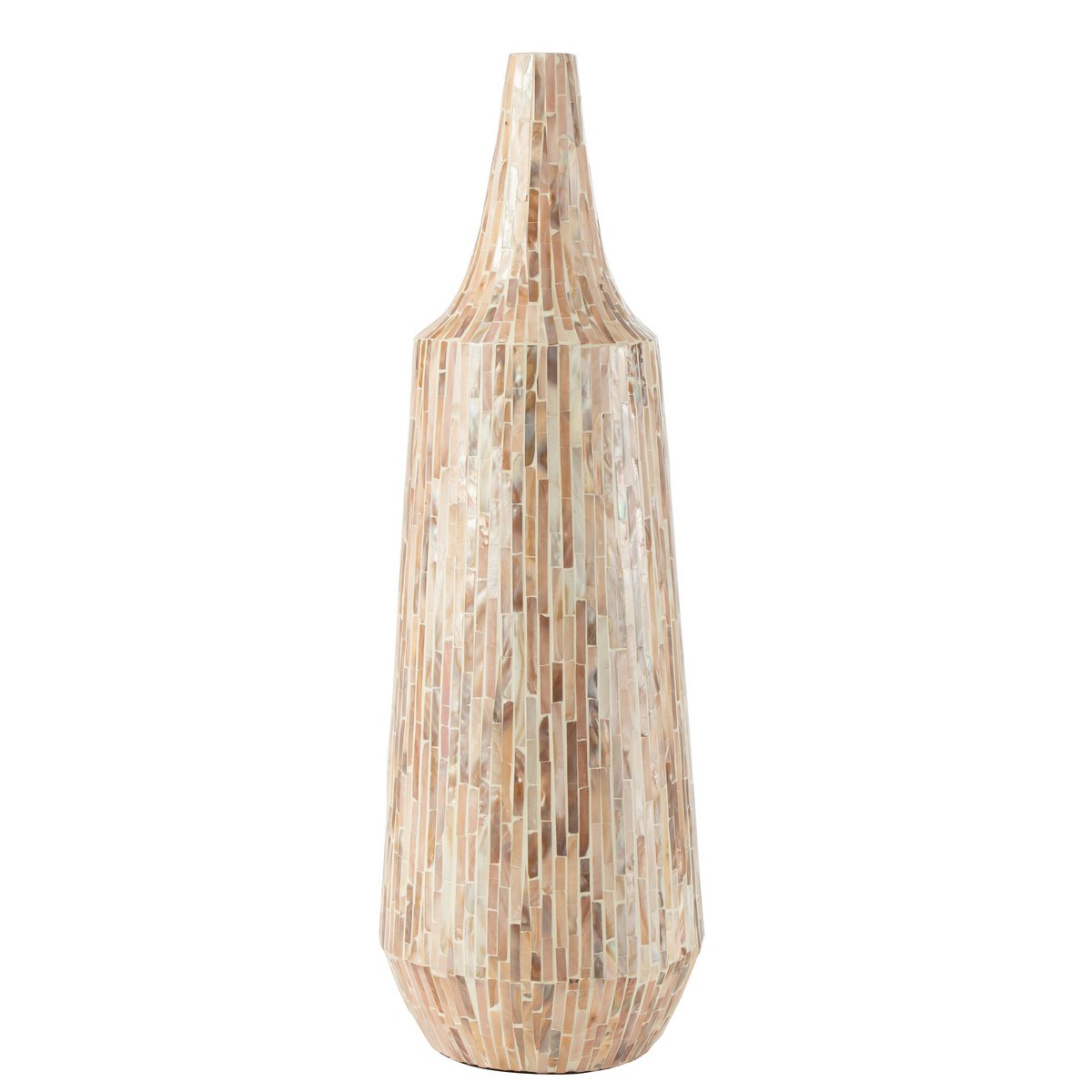 Vase Nuye Fles beige de J-Line, vue de face avec détails en papier