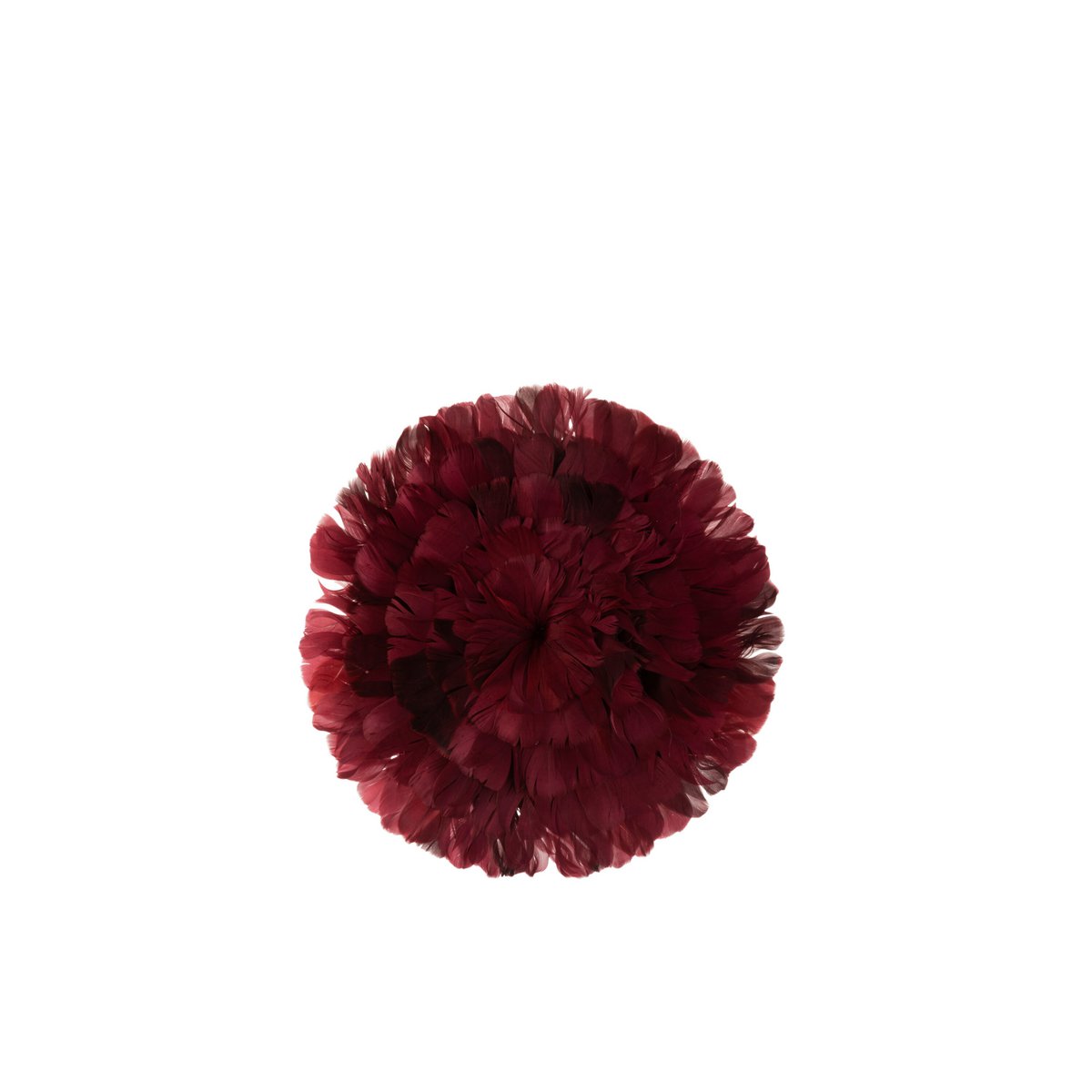 Boule de décoration J-Line en plumes bordeaux, élégance bohème